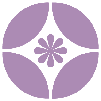 Purple floral design with four leaf shapes