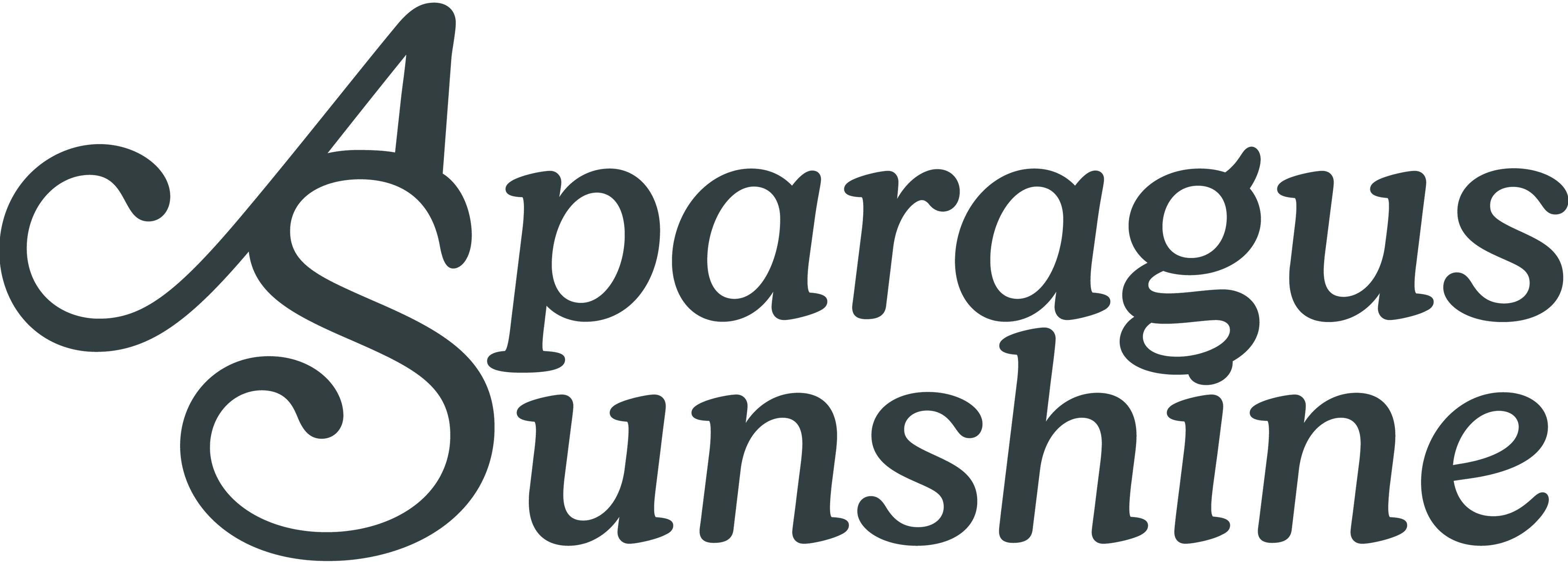 Logo with the text 'Asparagus Sunshine' in a stylized font